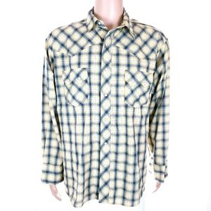 Wrangler Western Men Snap Button Shirt Check Long Sleeves Size XXL